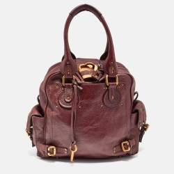 Pre Owned Chloé Burgundy Leather Paddington Satchel