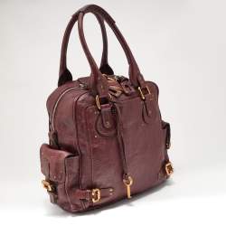 Pre Owned Chloé Burgundy Leather Paddington Satchel