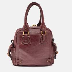 Pre Owned Chloé Burgundy Leather Paddington Satchel