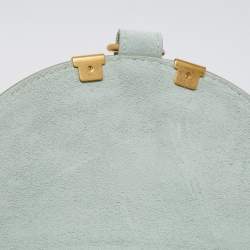 Pre Owned Chloe Airy Green Suede and Leather Small Marcie Saddle Bag