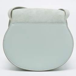 Pre Owned Chloe Airy Green Suede and Leather Small Marcie Saddle Bag