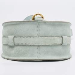 Pre Owned Chloe Airy Green Suede and Leather Small Marcie Saddle Bag