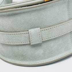 Pre Owned Chloe Airy Green Suede and Leather Small Marcie Saddle Bag