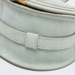 Pre Owned Chloe Airy Green Suede and Leather Small Marcie Saddle Bag