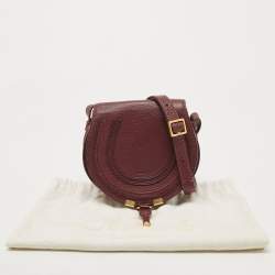 Chloe Burgundy Leather Mini Marcie Crossbody Bag