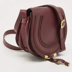 Chloe Burgundy Leather Mini Marcie Crossbody Bag