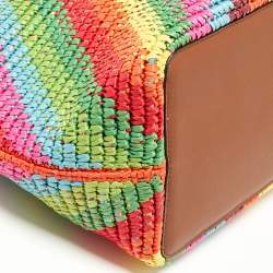 Pre Owned Valentino Multicolor Raffia and Leather Rockstud Summer Tote
