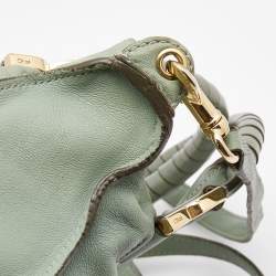 Pre Owned Chloe Pistachio Green Leather Medium Marcie Turn Lock Satchel