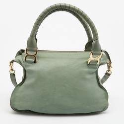 Pre Owned Chloe Pistachio Green Leather Medium Marcie Turn Lock Satchel