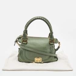 Pre Owned Chloe Pistachio Green Leather Medium Marcie Turn Lock Satchel