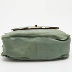 Pre Owned Chloe Pistachio Green Leather Medium Marcie Turn Lock Satchel