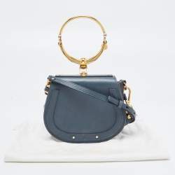 Pre Owned Chloe Teal Leather Small Nile Bracelet Crossbody Bag