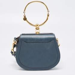 Pre Owned Chloe Teal Leather Small Nile Bracelet Crossbody Bag