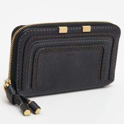 Chloe Black Leather Marcie Zip Around Continental Wallet