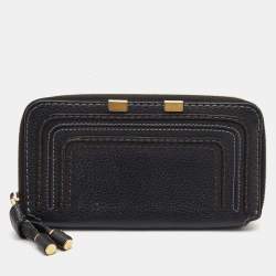Chloe Black Leather Marcie Zip Around Continental Wallet