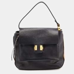 Pre Owned Chloe Black Leather Flap Top Handle Bag