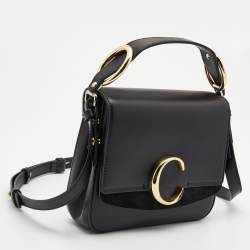 Chloe Black Leather Small C Top Handle Bag