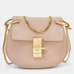 Pre Owned Chloe Pink Leather Small Drew Shoulder Bag
