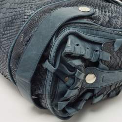 Pre Owned Chloe Blue Python and Leather Silverado Satchel