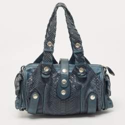 Pre Owned Chloe Blue Python and Leather Silverado Satchel