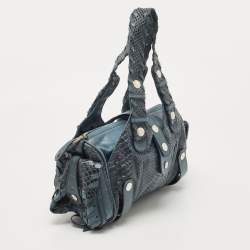 Pre Owned Chloe Blue Python and Leather Silverado Satchel
