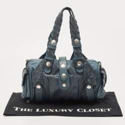 Pre Owned Chloe Blue Python and Leather Silverado Satchel