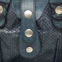 Pre Owned Chloe Blue Python and Leather Silverado Satchel