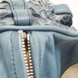Pre Owned Chloe Blue Python and Leather Silverado Satchel