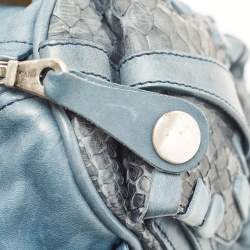 Pre Owned Chloe Blue Python and Leather Silverado Satchel