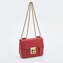 Pre Owned Chloé Red Leather Small Elsie Shoulder Bag