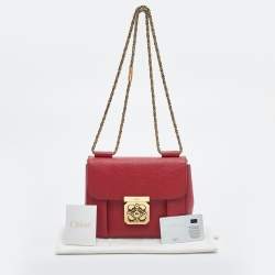 Pre Owned Chloé Red Leather Small Elsie Shoulder Bag
