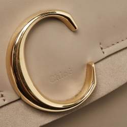 Chloe Grey Leather and Suede Small C Double Carry Bag