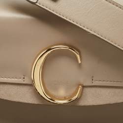 Chloe Grey Leather and Suede Small C Double Carry Bag