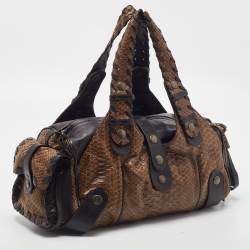 Pre Owned Chloe Brown Python and Leather Silverado Satchel