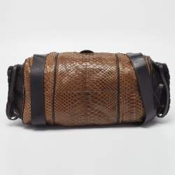 Pre Owned Chloe Brown Python and Leather Silverado Satchel