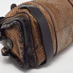 Pre Owned Chloe Brown Python and Leather Silverado Satchel