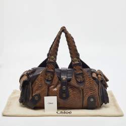 Pre Owned Chloe Brown Python and Leather Silverado Satchel