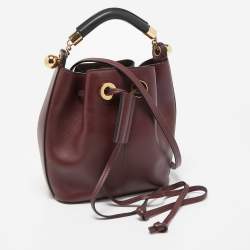 Pre Owned Chloe Burgundy Leather Gala Drawstring Bucket Bag