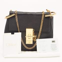 Pre Owned Chloé Black Leather Mini Drew Chian Shoulder Bag