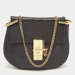 Pre Owned Chloé Black Leather Mini Drew Chian Shoulder Bag