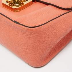 Pre Owned Chloe Coral Orange Leather Small Elsie Shoulder Bag