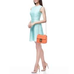 Pre Owned Chloe Coral Orange Leather Small Elsie Shoulder Bag