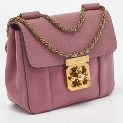Pre Owned Chloé Pink Leather Small Elsie Shoulder Bag