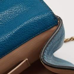Pre Owned Chloe Blue Leather Medium Elsie Chain Flap Shoulder Bag