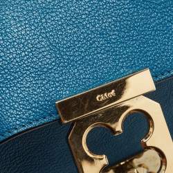 Pre Owned Chloe Blue Leather Medium Elsie Chain Flap Shoulder Bag