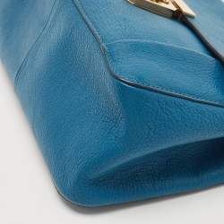 Pre Owned Chloe Blue Leather Medium Elsie Chain Flap Shoulder Bag