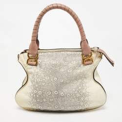 Pre Owned Chloe Tricolor Leather and Lizard Embossed Medium Marcie Bag