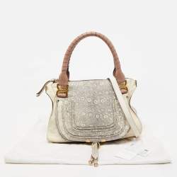 Pre Owned Chloe Tricolor Leather and Lizard Embossed Medium Marcie Bag