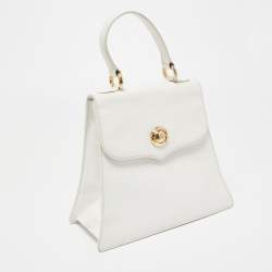 Pre Owned Chloe White Textured Leather Top Handle Bag