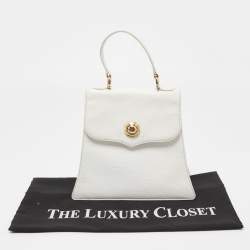 Pre Owned Chloe White Textured Leather Top Handle Bag